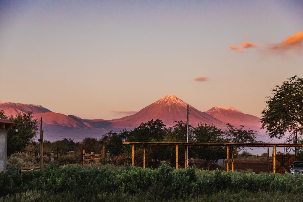 Volcano seen from Airbnb in San Pedro de Atacama